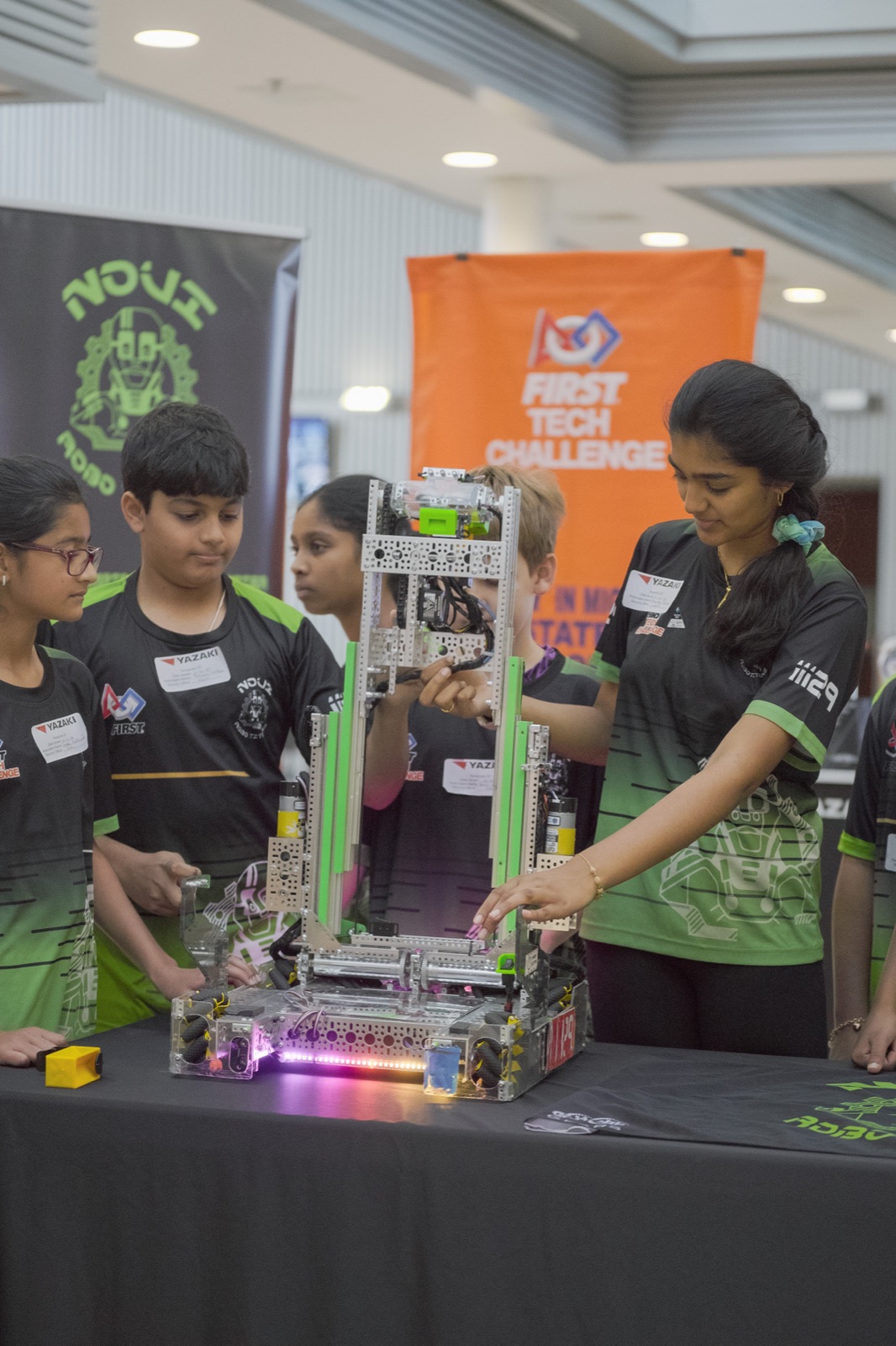 Students showing their competition robot